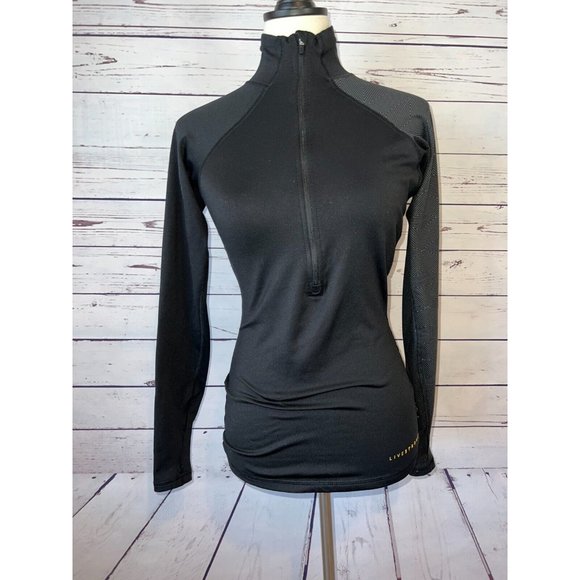 Nike Pro Livestrong Small Pullover Sweatshirt Black  1/2 Zip Stretch Running - Picture 6 of 8